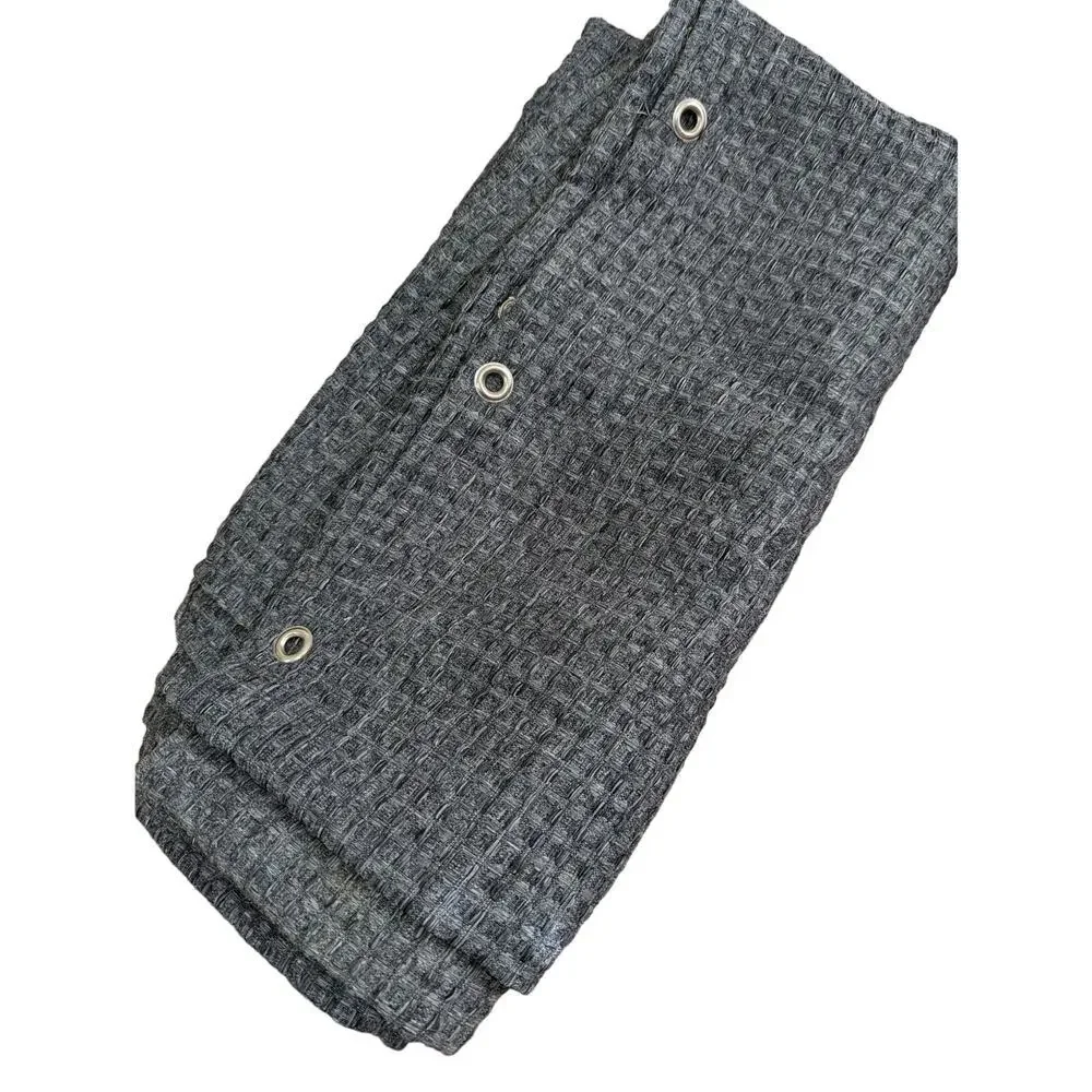 MARLED CHARCOAL GRAY WOVEN, FABRIC SHOWER CURTAIN, WAFFLED/BASKET WEAVE! SZ- STD